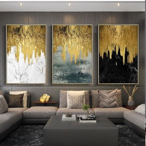 Nordic Modern Golden Canvas Painting Picture and Print Poster for Living Room Wall Art Black White Decoration Bedroom Home Decor