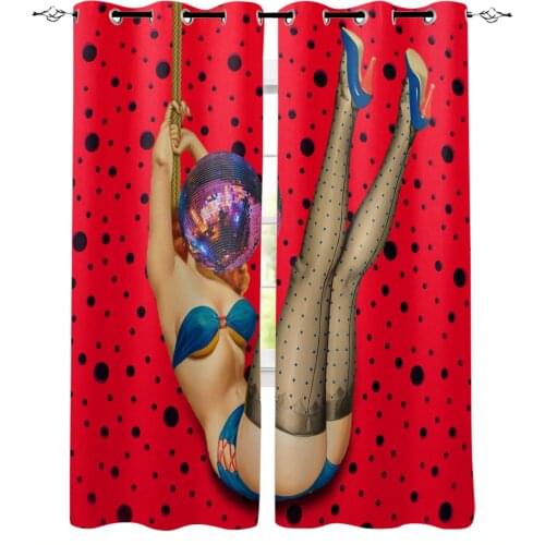 Retro Girl Polka Dot Light Ball Blackout Curtains For Living Room Bedroom Printed Window Treatment Drapes Home Decor