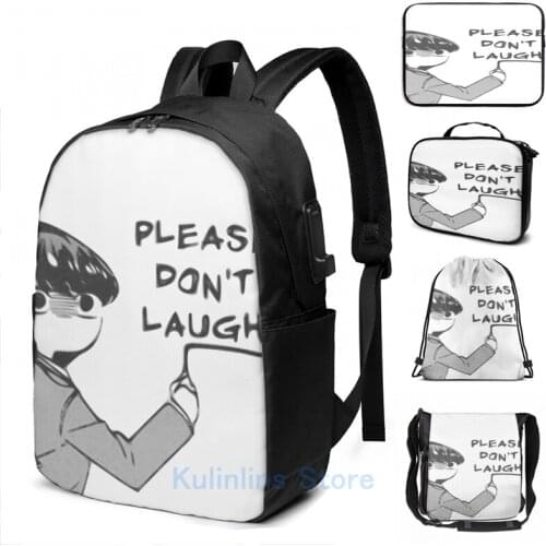Funny Graphic print komi please dont laugh USB Charge Backpack men School bags Women bag Travel laptop bag