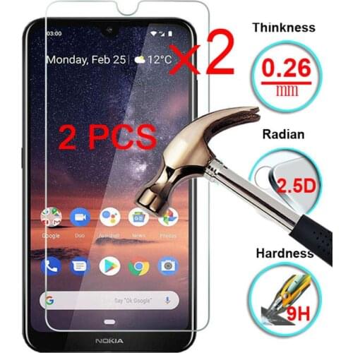 2 Pieces 9H Hard Glass Protective Glass Screen Protector Film for Nokia 7.2 6.2 7 6 5 Tempered Glass for Nokia 5.1 Plus 6.1 7.1