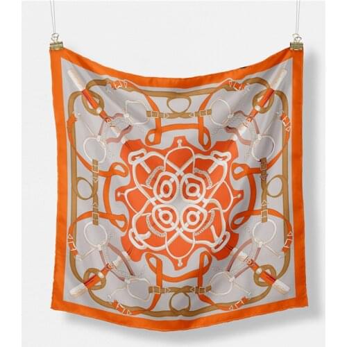 POBING Twill Silk Scarf Woman Melt Print Square Scarves Wraps Bandana Small Hijab Foulards Lady Tie Headband Neckerchief 53CM
