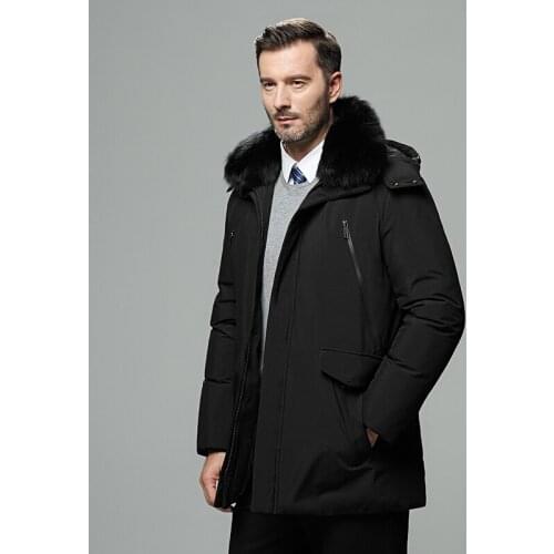 Winter Hooded Down Jacket Men Long White Duck Down Parkas Solid Thicken Warm Puffer Jacket Male Outdoor Windproof Workwear