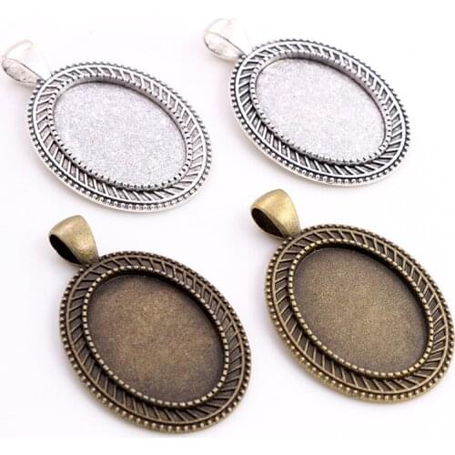 10pcs 18x25mm Inner Size Antique Silver Bronze Plated Vintage Style Cameo Cabochon Base Setting Pendant necklace findings