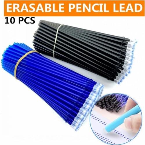 10Pcs/Set Office Gel Pen Erasable Refill Rod Magic Erasable Pen Refill 0.5mm Blue Black Ink School Stationery Writing Tool Gift