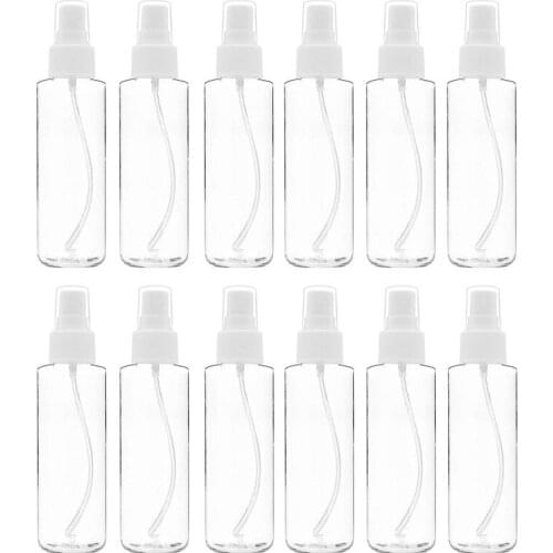 12 Pack Fine Mist Clear Spray Bottles 120 Ml (4 Oz) with Pump Spray Cap, Reusable and Refillable Small Empty Plastic Bottles for