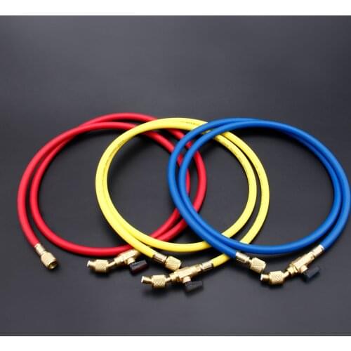 3Pcs R134A AC Charging Hose /w Ball Valves R410A Refrigerant Charge Hose With Strong Connectors 60 inch
