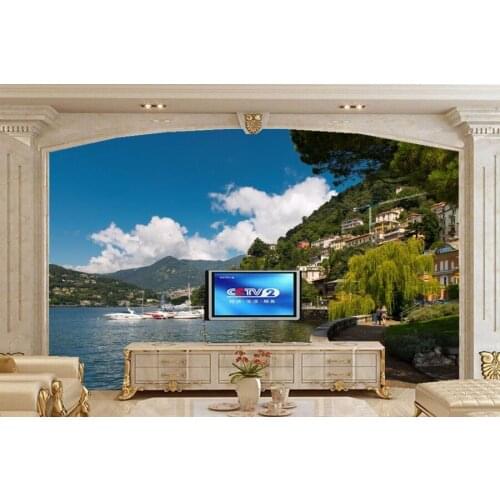 3d murals wallpaper,Italy Lake Mountains Small towns Cities Nature wallpapers,living room sofa tv wall bedroom papel DE parede