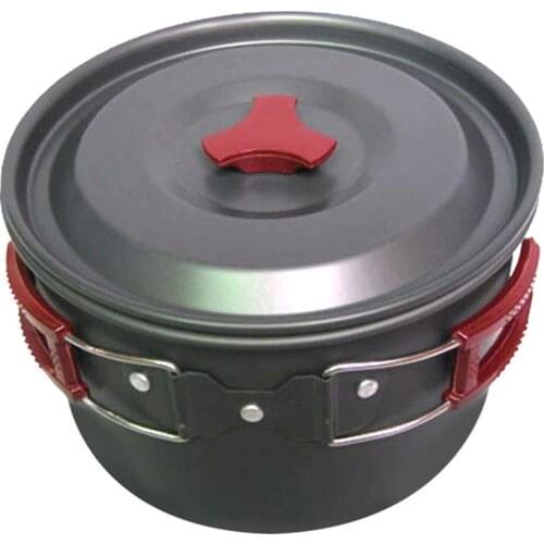 3L Aluminum Alloy Folding Handle Camping Pot Outdoor Cooking Picnic Utensil