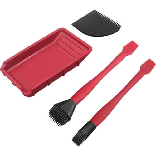 4Pcs Silicone Glue Kit Wide/Narrow Brush with Flat Scraper and Glue Tray Woodworking Gluing Kit Set Durable