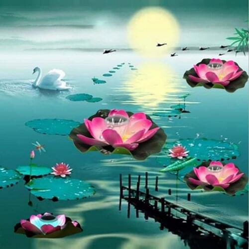 4PCS Outdoor Waterproof Pond Water Float Lamp Solar Lotus Lamp Wishing Leaf Lamp Garden Decoration Lights Solar Flower lights