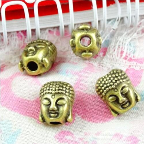 40pcs/lot Fashion Antique bronze Plated alloy Buddha head Charm Beads jewelry accessories Fit strand bracelets