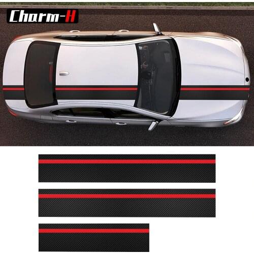5D Carbon Fiber Vinyl Car Hood Bonnet Roof Rear Stripe Universal Decal Stickers for BMW Ford Mustang Toyota Mercedes Benz