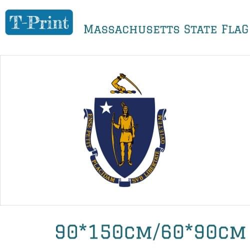 60*90cm 150x90cm State Of Massachusetts Flag USA Flag 3x5ft Banner With Brass Grommets For Home Decoration