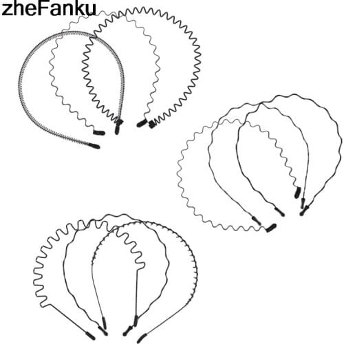 9 Pcs/set Non-slip Unisex Black Metal Spiral Wave Headband Men Women Flexible Sports Hair Band Hair Styling Tools Accessories