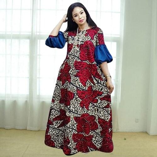 African Dress Women Party Gowns 2021 Abayas Long Dresses Elegant Lantern Sleeve Femme Robe Ankara Outfit Evening Vestido