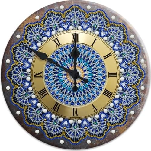 Mandala Diamond Painting Clock 5D Metal Tin Signs Diamond Embroidery Cross Stitch DIY Arts Crafts Bar Pub Signboard Wall