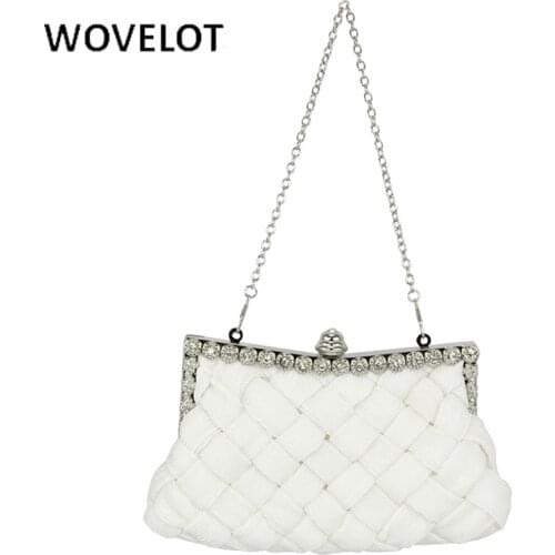 WHITE satin bridal evening prom clutch handbag purse