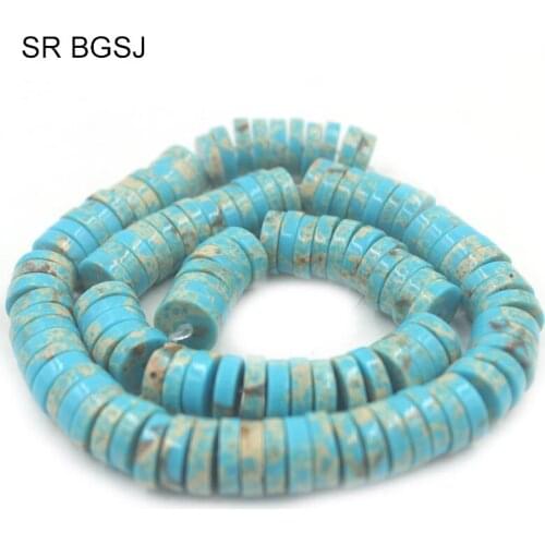 Free Shipping 3x10mm 3x12mm Keshi Rondelle Blue Sea Sediment Gems Stone Beads Wholesale Strand 15"