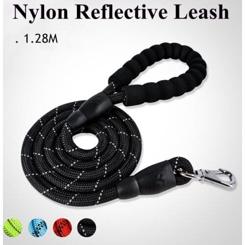 Large Dog Rope 1.5m Reflective Dog Leashes Nylon Walking Strong Dog Collar Traction Round Harness for Medium Large Dog Lead Belt