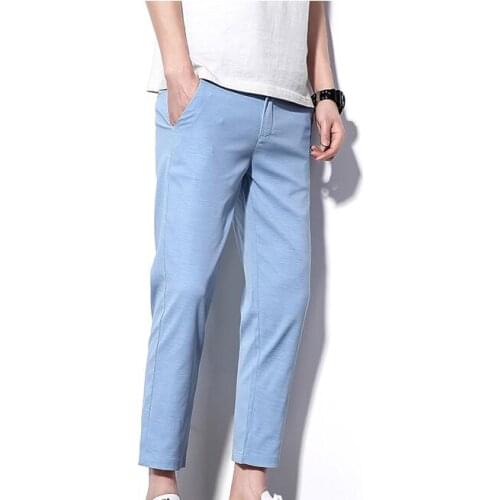 Men trouser Chiffon pants Casual pants Ankle-Length Cool Straight Summer