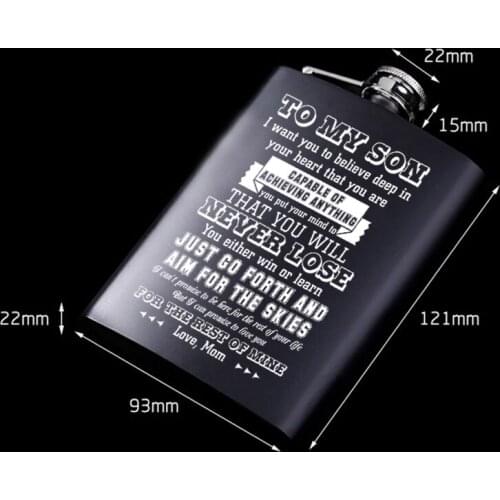 To My Son Stainless steel Carving Personalized whisky Bottle Vodkal hip flask Moscow black alcohol liquor pocket flagon