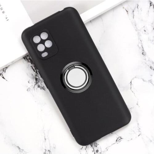 For Xiaomi Mi 10 Lite Back Ring Holder Bracket Phone Case Cover Phone TPU Soft Silicone Cases for Xiaomi Mi 10 Lite 6.57"