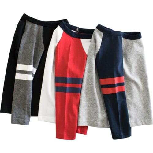 Kids Boys Autumn T-Shirts Long Sleeve Hit Color Children Toddler Boys Tops