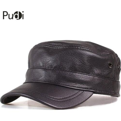 HL153-B Genuine Leather Men Baseball Cap Hat High Quality Mens Real Sheep Skin Leather Adult Solid Army Hats Caps