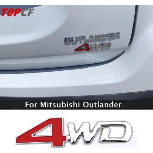 TOPCF For Mitsubishi Outlander Car Chromium Chrome Styling Rear Letter logo 3D 4WD stickers Badge Styling Trim Accessories