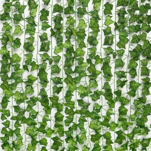 Ivy Leaf Vine Artificial 6.8ft Green Leaves Hanging Garland Fake Foliage Flowers Home Kitchen Garden Office Wedding Wall Decor
