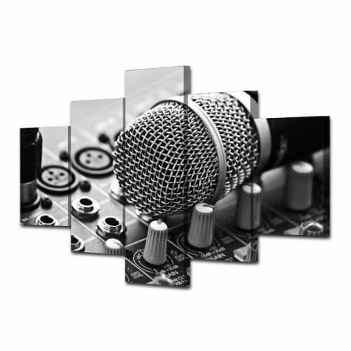 Painting Canvas 5 Panel Modern Art Microphone DJ Music Room Decoration Pictures Study Home Living Room Decoration Posters