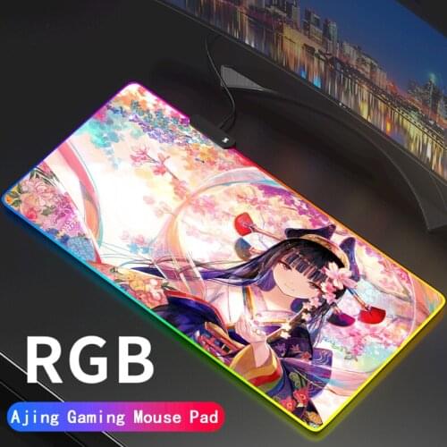 Anime RGB Mouse Pad Xxl Cute Big Breast Girl Gaming Accessories Play Mat Backlight Slipmat Rgb Mousepad Led Gamer