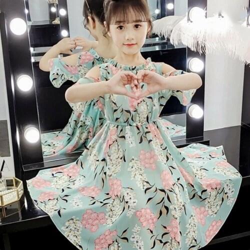 Summer Beach Dresses for Girls Off Shoulder Bohemian Dresses For Girls Teenage Kids Girls Clothes 6 8 10 12 14 Year
