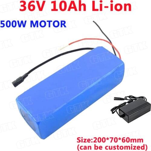 GTK 36v 10Ah lithium li ion battery 15A BMS rechargeablt for 500w 350w e bike wheelchair scooter+2A Charger