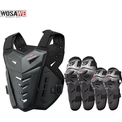 WOSAWE Motorcycle Jacket Body Armor Motobike Back Chest Protection Moto Off-Road Racing Protective Vest Knee and Elbow Protector