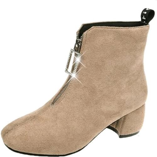 Mudibear Snow Boots Zipper Autumn Winter Fashion Womens Shoes Non-Slip Wear-Resistant Warm European Business Style Comfortable