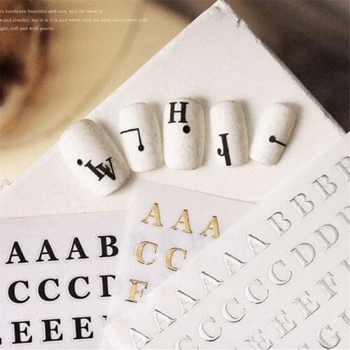 LN-Black WG-143 English alphabet Number 3D Back glue Nail decal Nail sticker Nail decoration Nail art Nail tool Nail ornament
