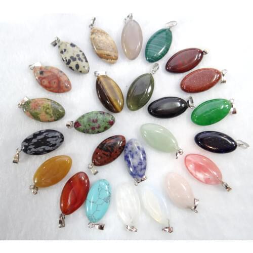 Natural Stone Opal Turquoises Quartz Crystal aventurine Horse Eye pendant for diy Jewelry making necklace Accessories50pcs