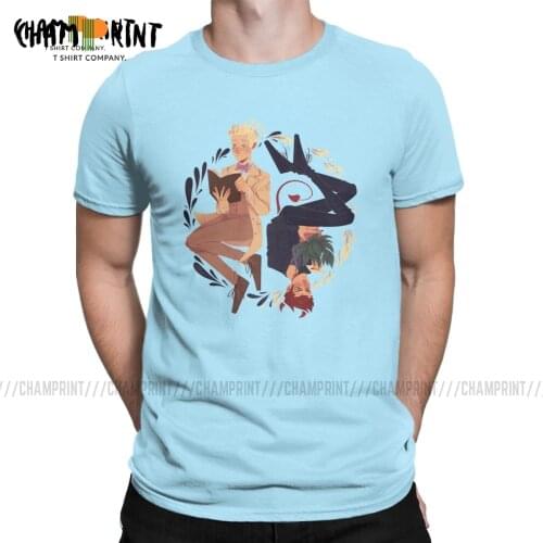 Ineffable Husbands T-Shirts Men Good Omens Aziraphale Crowley Demon Angel Vintage Tees Short Sleeve T Shirts Gift Idea Tops