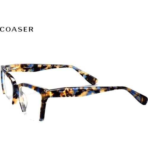 Great Glasses Frame Men Trend Vintage Acetate Women Halfrim Round Optical Prescription Big Eyeglasses Wide Leopard Print Eyewear