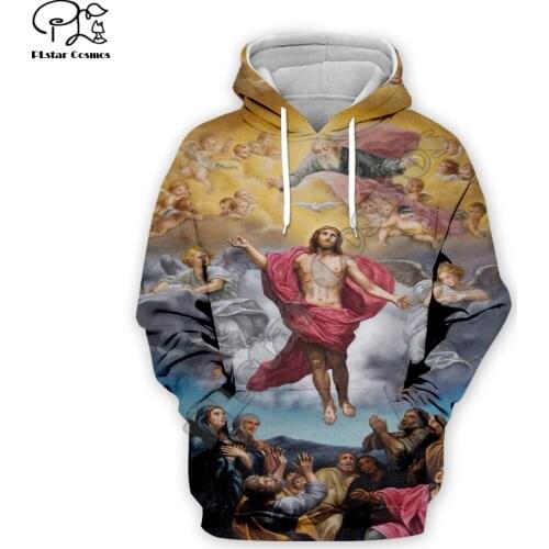 PLstar Cosmos Montage Christian Catholic God Jesus Retro Pullover NewFashion Tracksuit 3DPrint Men/Women Casual Funny Hoodies C7
