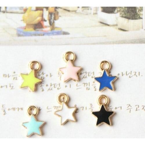 Mix Colors Little Star 7*9mm Drop Oil Metal Alloy Jewelry Charms.free Shipping 100pcs/lot Diy Jewelry Enamel Charms For Diy