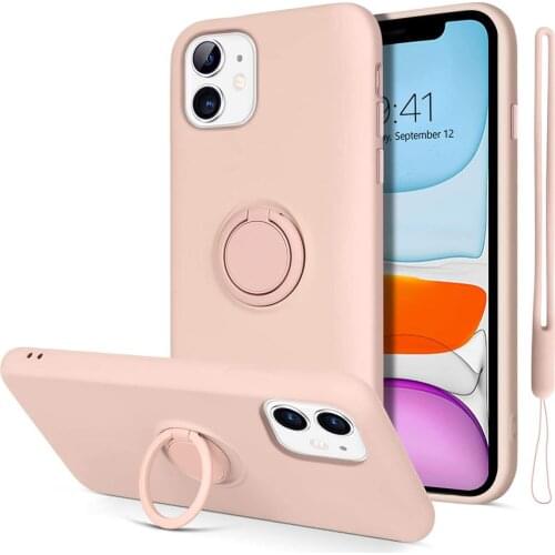 Silicone Case with Ring Holder Strap Stand For Apple iPhone 11 Pro Max 11Pro X XS XR 7 8 Plus SE 2020 iPhone11 Cover Accessories