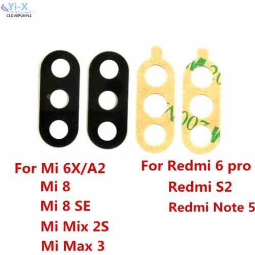 50pcs/lot Rear Back camera glass lens for xiaomi Mi 6X A2 / mi 8 SE/ mix 2S/Max 3 For Redmi 6 pro/S2 Y2 Note 5 with sticker