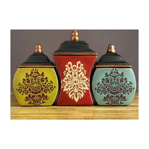 Vintage Ceramic Storage Jar Vase Decoration Living Room Porch Creative Artwork Decoration Storage Jar With Lid