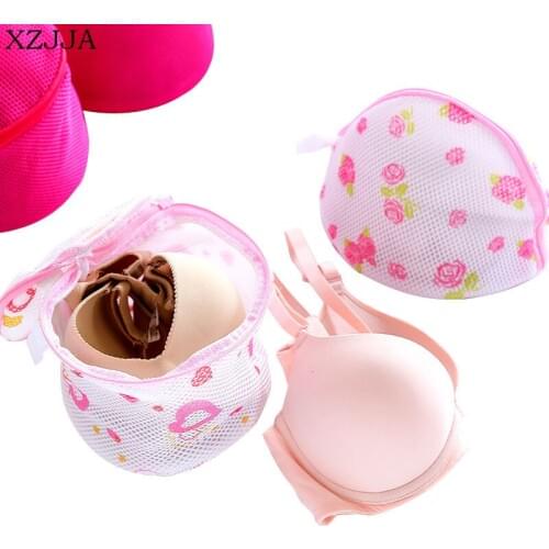 XZJJA Double Layer Cartoon Printed Bra Zippered Laundry Bag Underwear Organizer Classification Storage Washer Wash Protect Bags