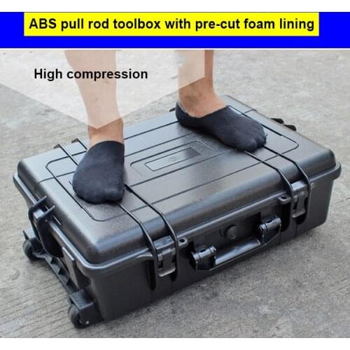 Protective toolbox ABS tool case aircraft box plastic toolbox instrument toolbox UAV packaging case with foam 680*505*250mm