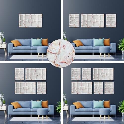 Mirrored Decorative Wall Decor Painting Marble Pattern White Red Gold Silver Office Living Room Restaurant Lobby Hotel Christmas