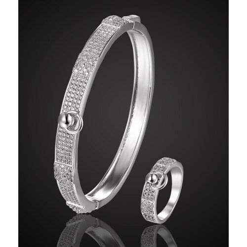 Luxury Brand women Gold-color zirconia bangles&bracelet Best Women Bridal Jewelry Girl Friend love Chain bangles couple Jewelry