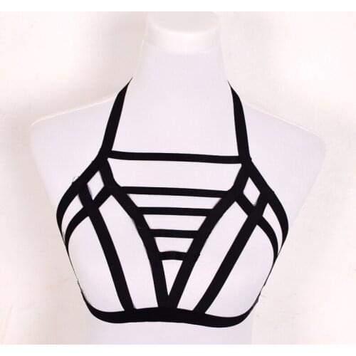 Women Totem Black Harness Cage Bra Harajuku Gothic Exotic Apparel Sexy lingerie Bondage Summer style Body Harness Cage Bra